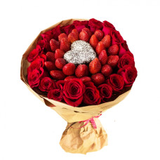 Craft bouquet strawberry  "Silk heart"